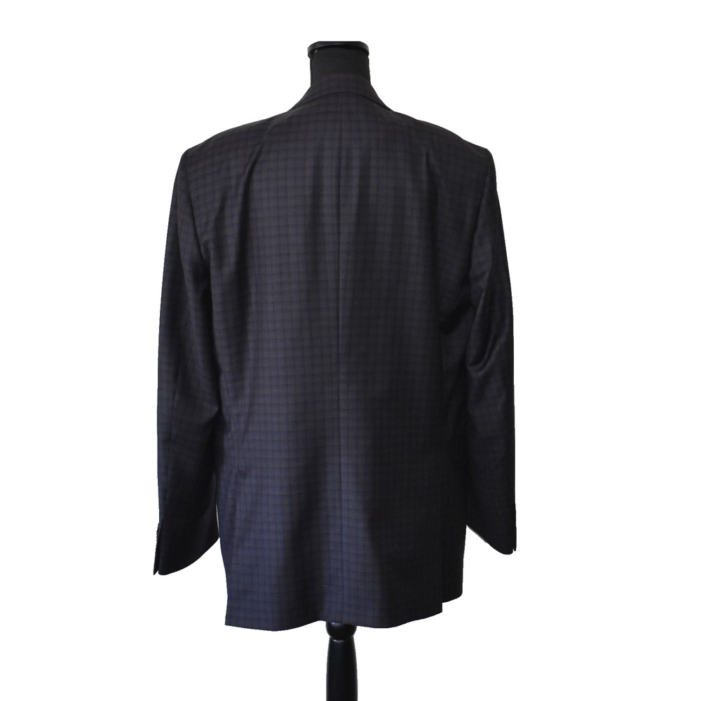 B4 Auth PETER MILLAR Dark Brown/Blue Plaid Wool Two Button Blazer Size 44T - Picture 3 of 9